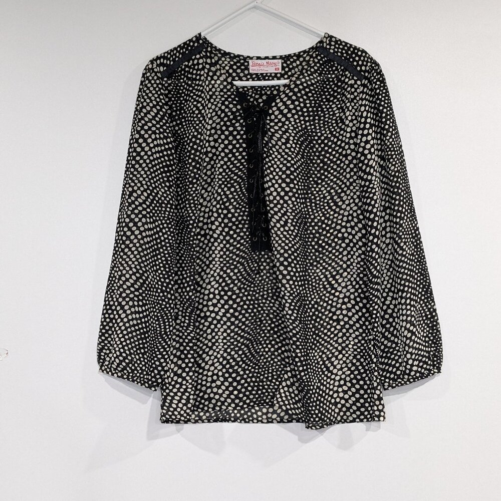 *3/$10* Tango Mango Collection Sheer Spotted Blouse Black White Size 1X